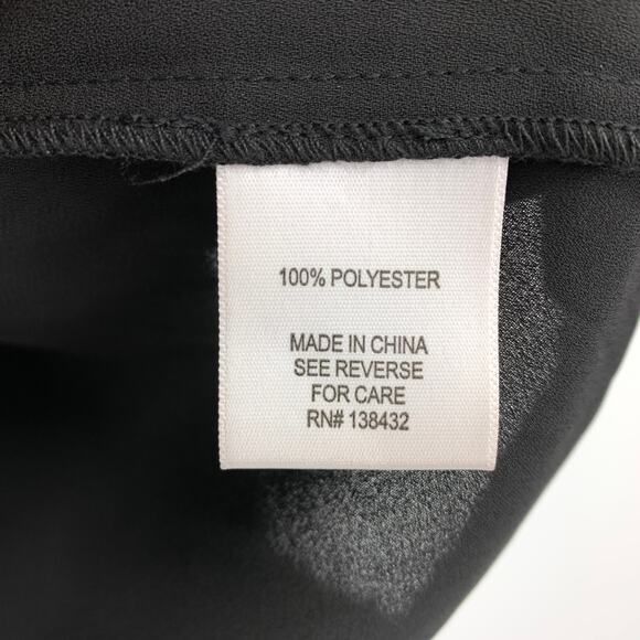 ModCloth Black Mock Neck Tiered Ruffle Cuff Semi Sheer Blouse Top Womens M NEW - Picture 7 of 7